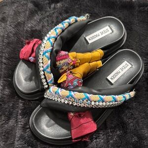 Steve Madden Black Sandals with Multicolor Embellishments